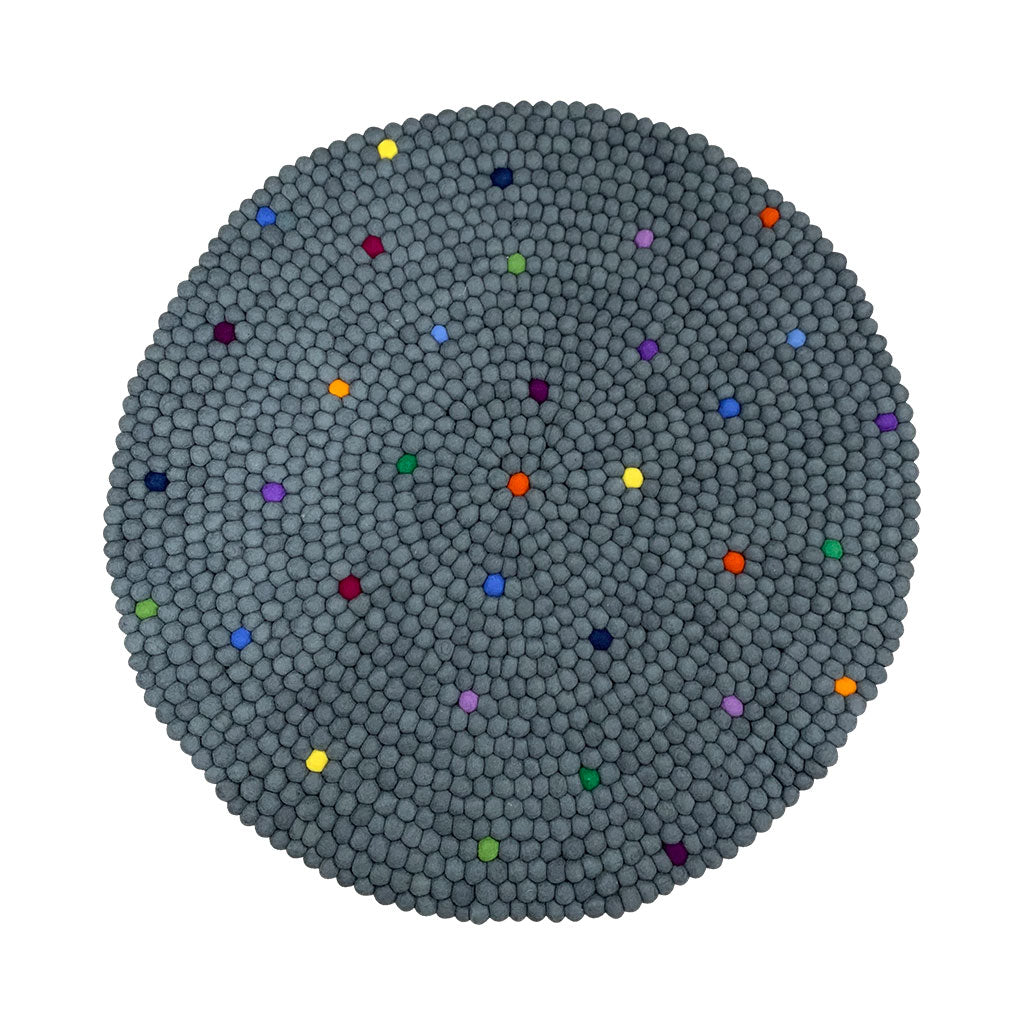 Felt Ball Mat 90cm - Grey & Freckle - Educating Kids