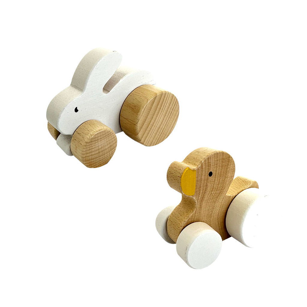 Wooden Rabbit & Duck Car Set – 6pc - Educating Kids