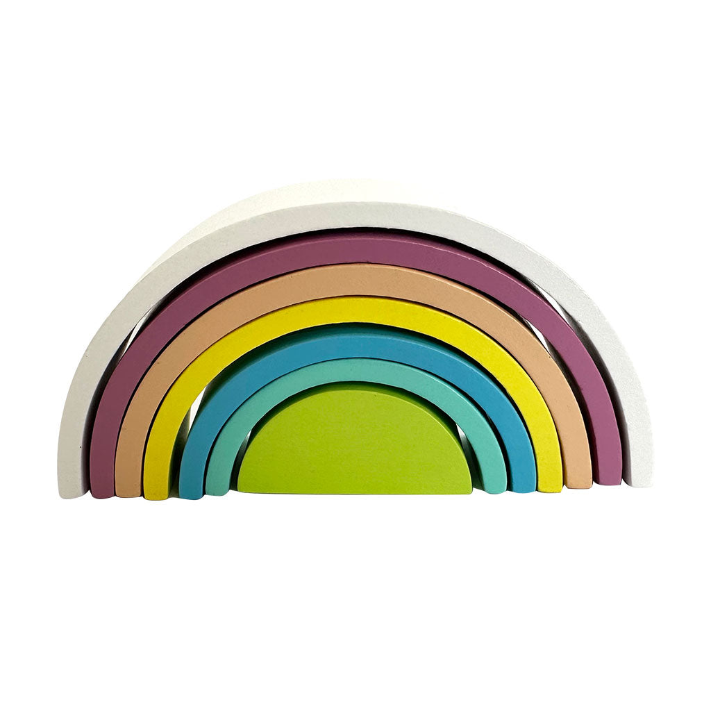 Wooden Rainbow Stacking Toy Yellow - 7pc