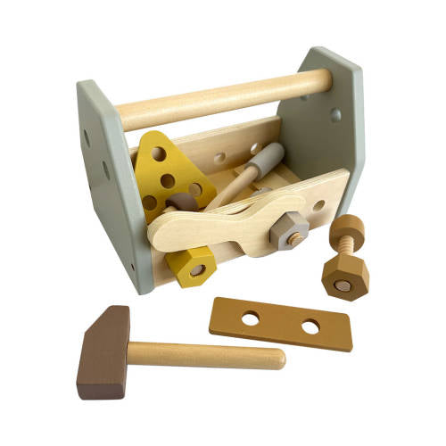 Wooden Toolbox Playset - 14pc Set - Grey - Educating Kids