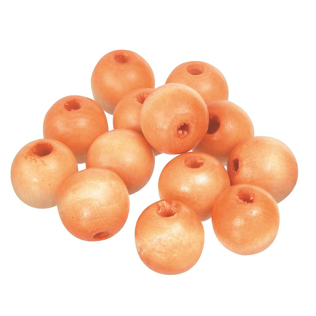 Wooden Beads Natural 25 mm – 100pc - Educating Kids
