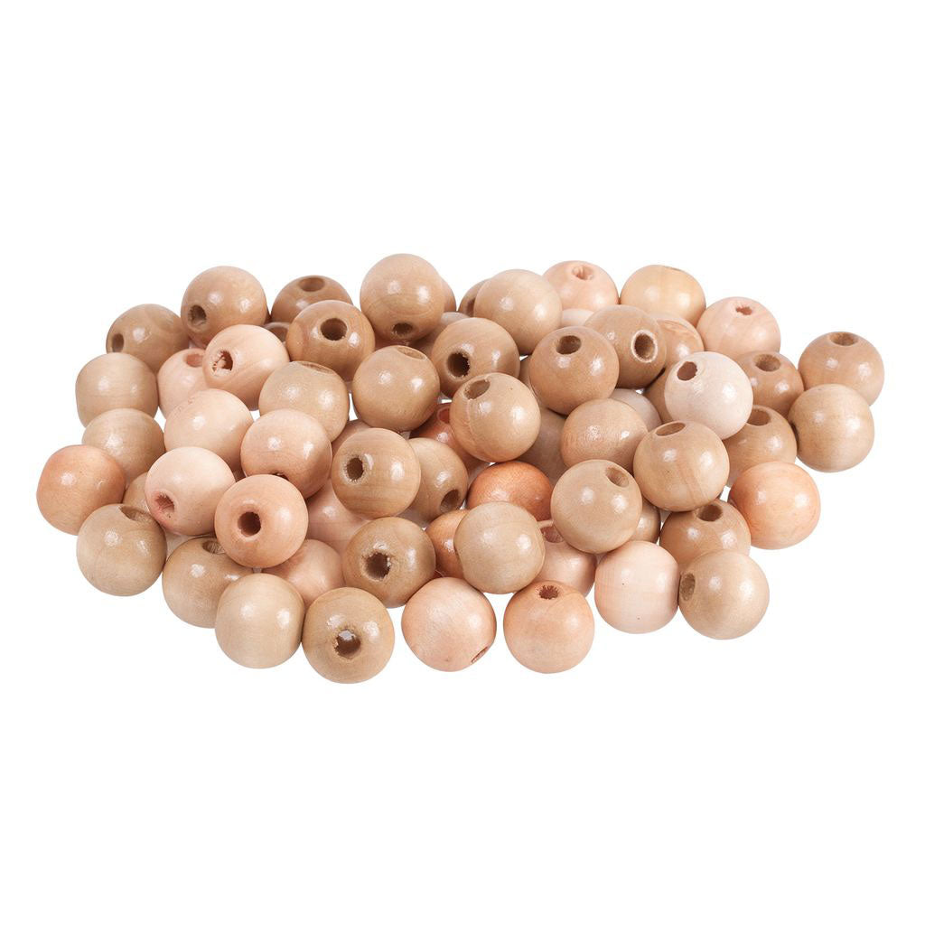 Wooden Beads Natural 25 mm – 100pc - Educating Kids