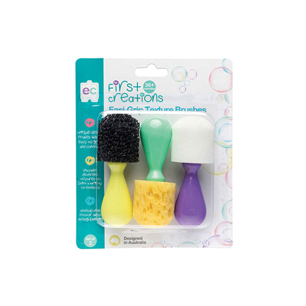 First Creations Easi-Grip Texture Brushes - Set of 3 - Educating Kids