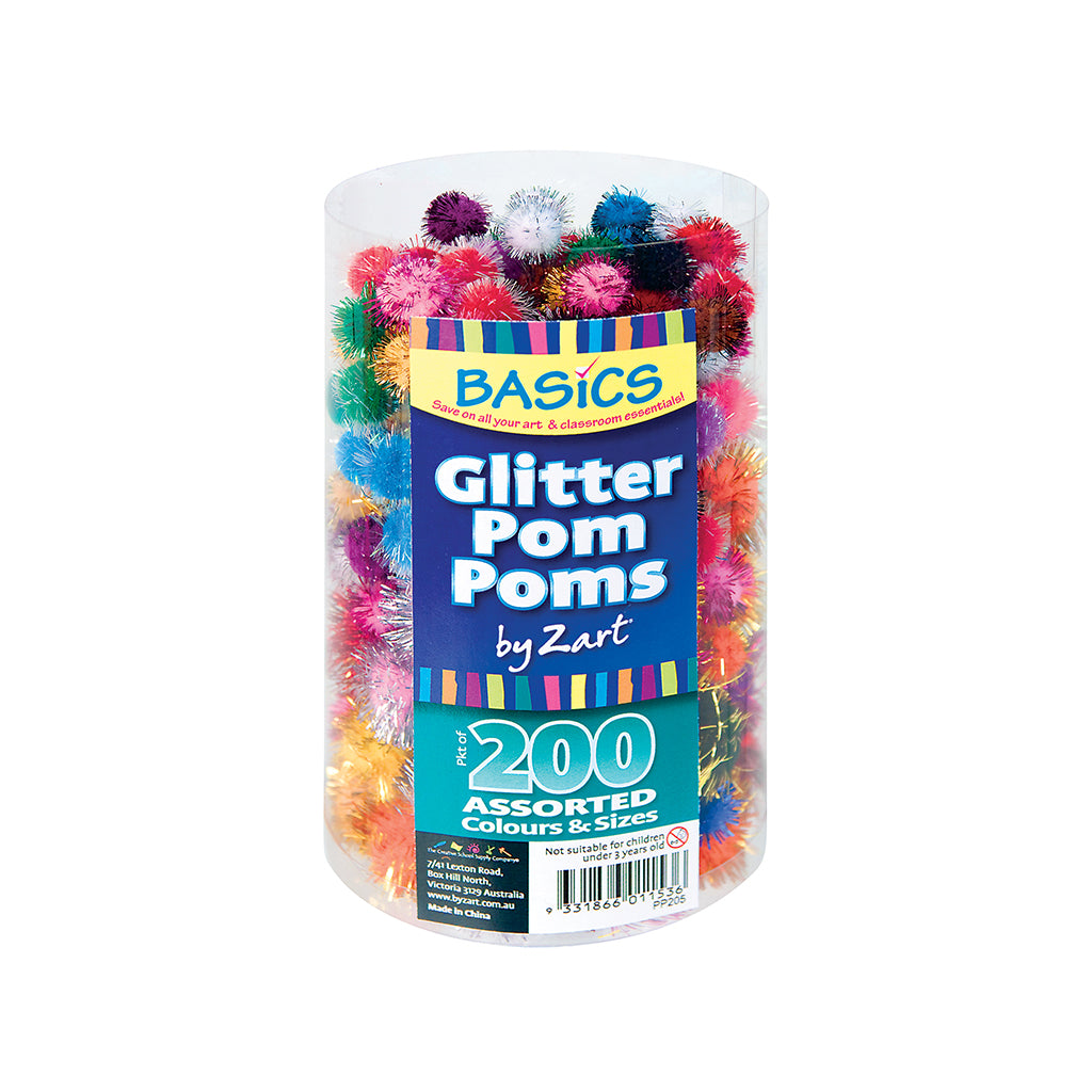 Glitter Pom Poms - Pack of 200 - Educating Kids