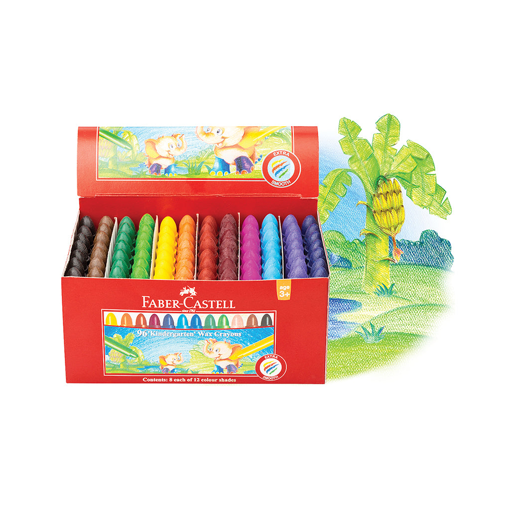Faber-Castell Kindergarten Crayons - 12 Colours Pack of 96 - Educating Kids