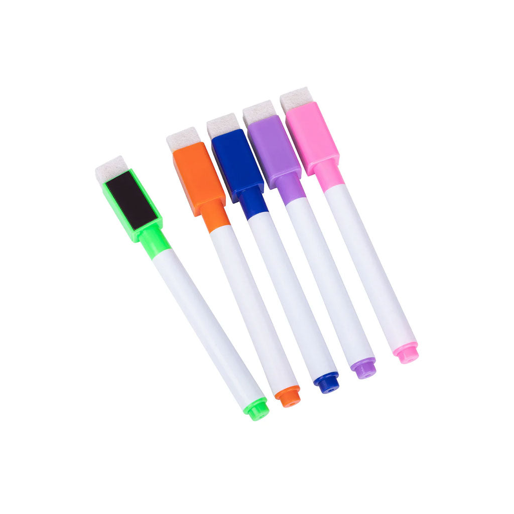 Coloured Write & Wipe Pens - 5pc - Educating Kids