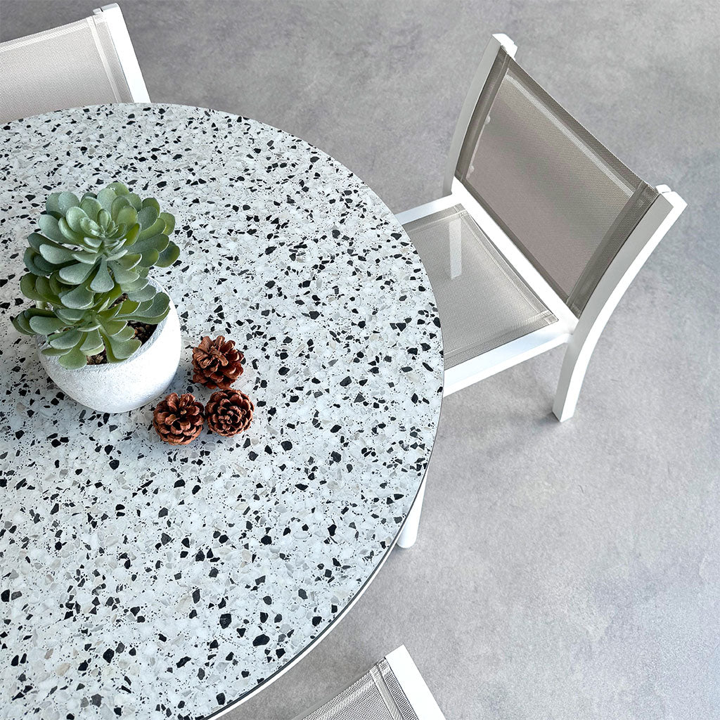 White Terrazzo Round Table