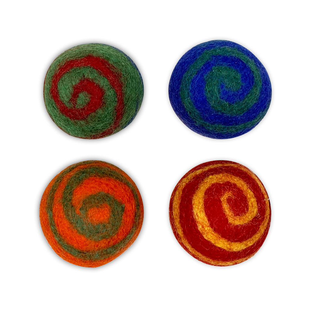 Felt Spiral Balls Small - 4pc