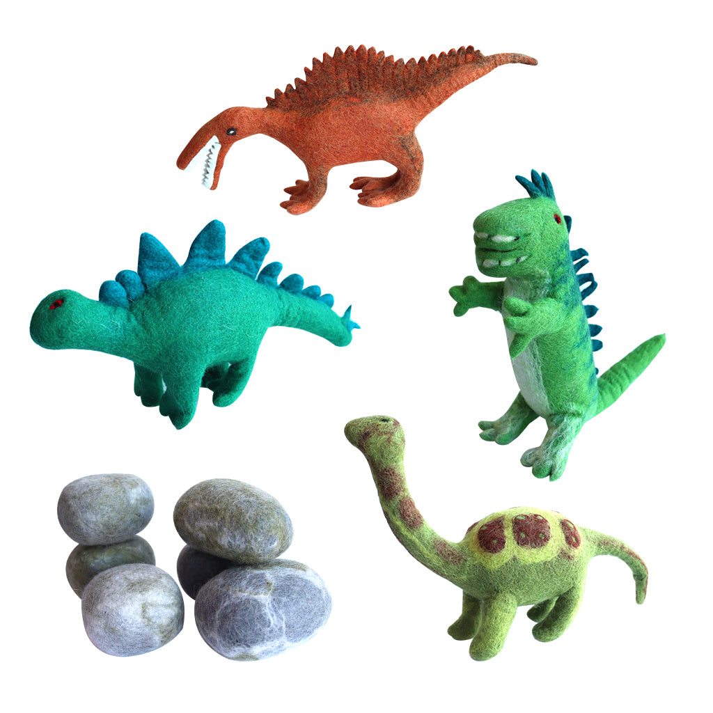 Felt Dino Set With Rocks - Large