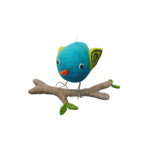 Felt Blue Bird on a Branch