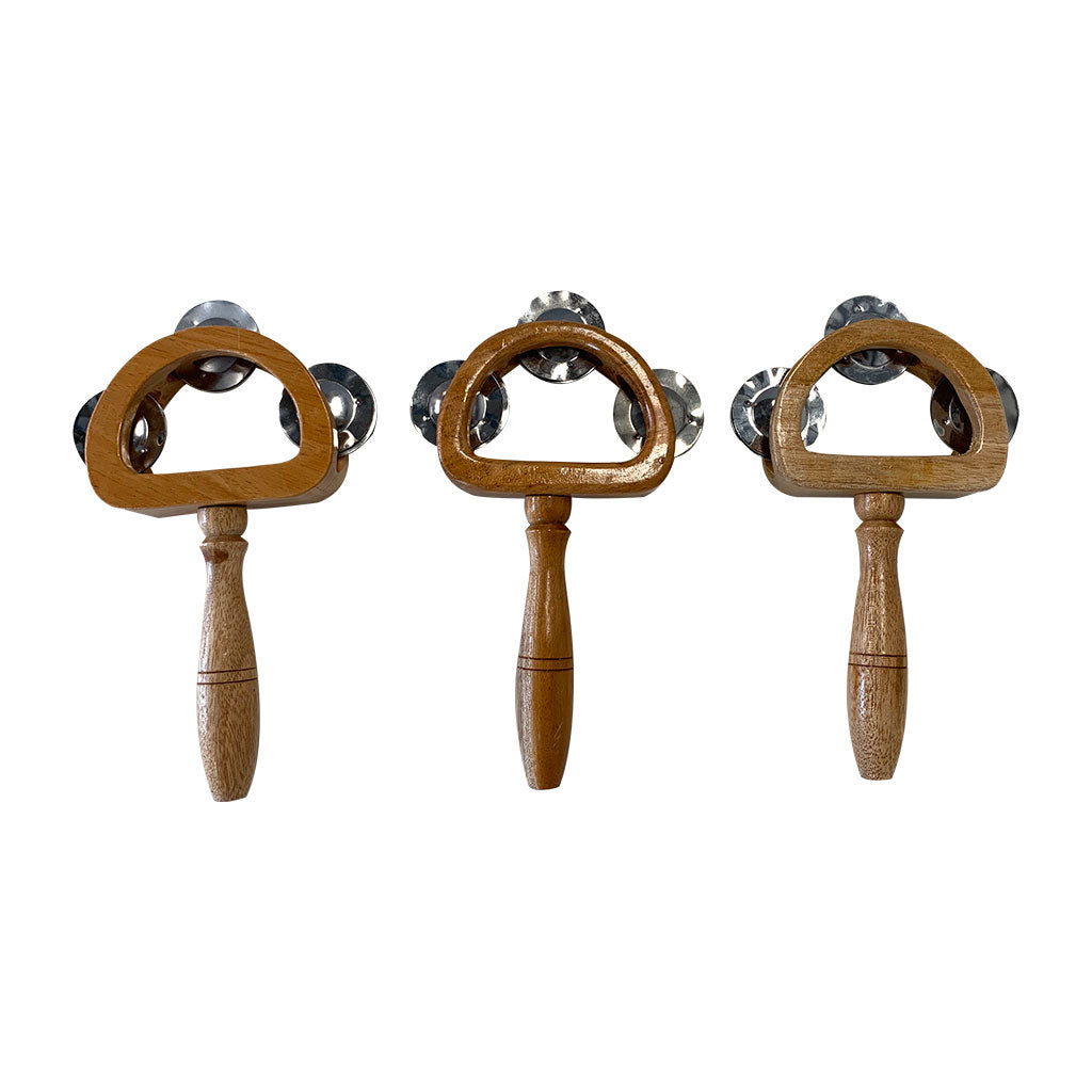 Wooden Tambourine Small - Set of 3 - Educating Kids