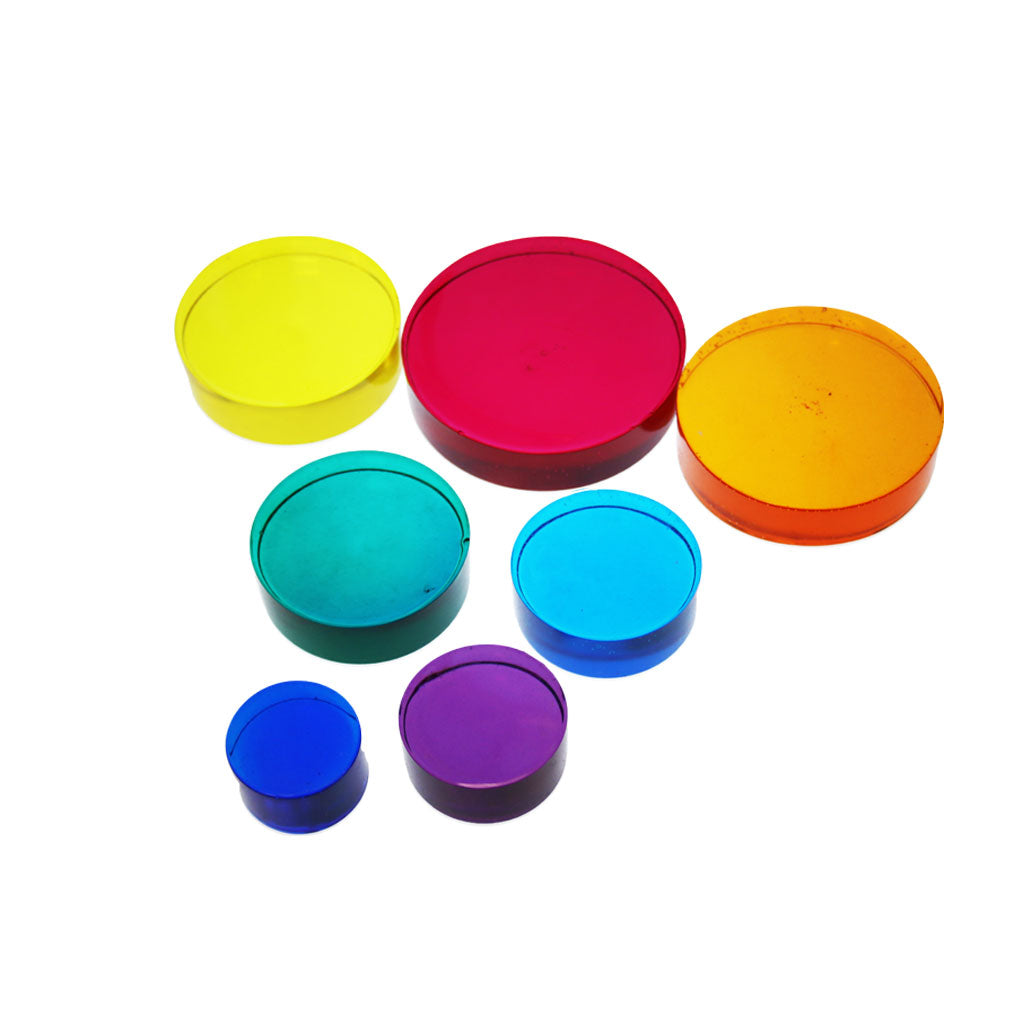 Lucite Rainbow Discs – Hot – 7pc