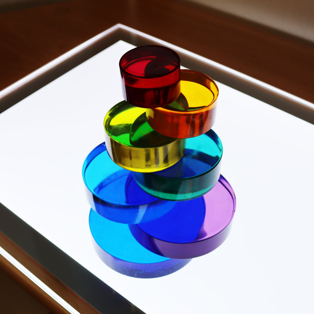 Lucite Rainbow Discs – Cool – 7pc