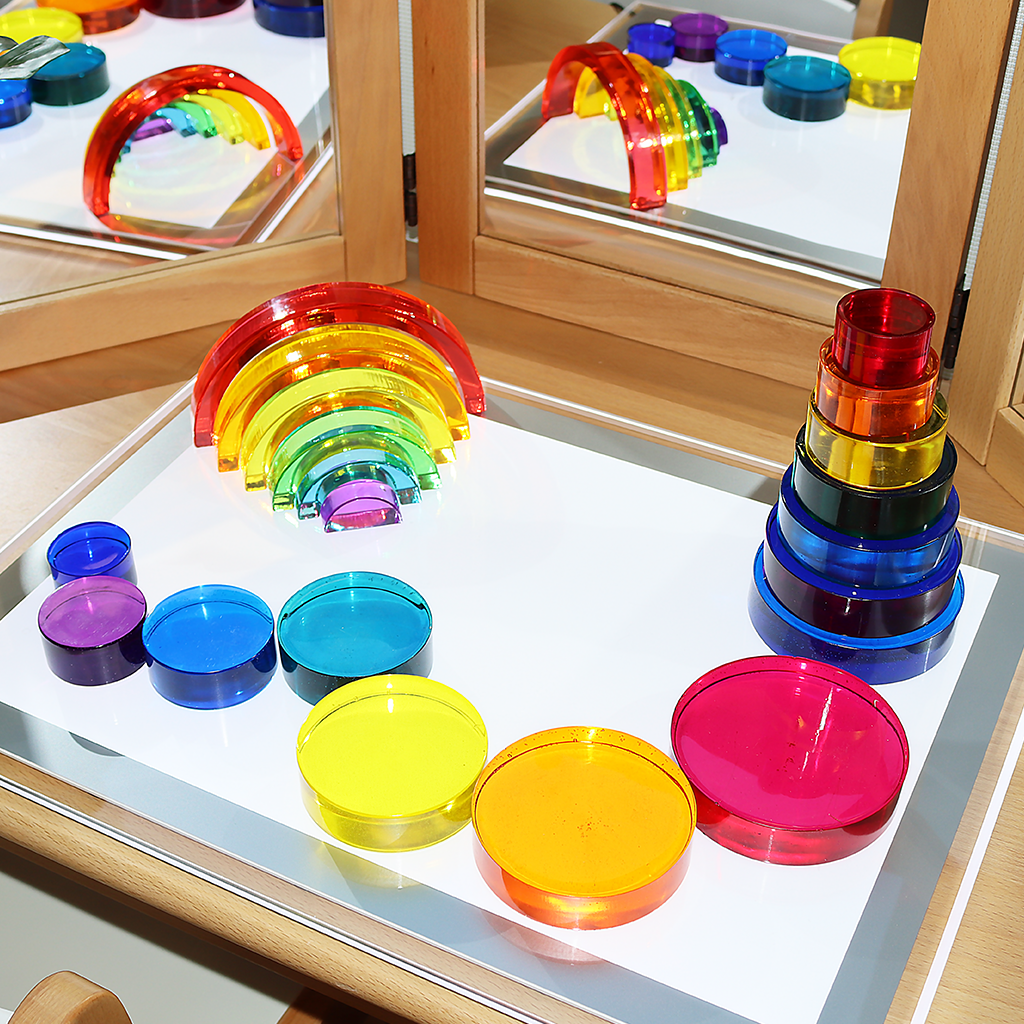 Lucite Rainbow Discs – Cool – 7pc