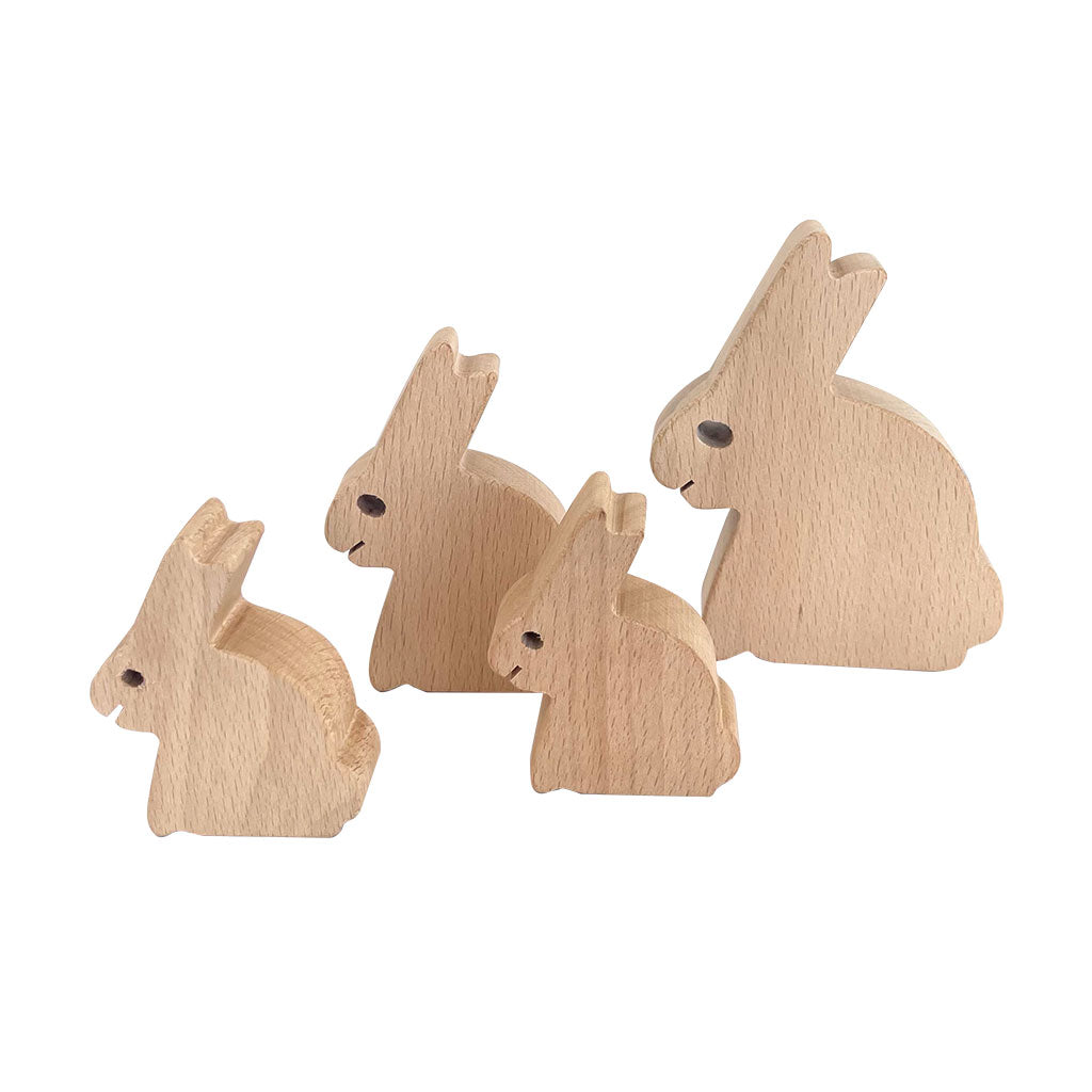 Wooden Bunny Family Natural - 4pc