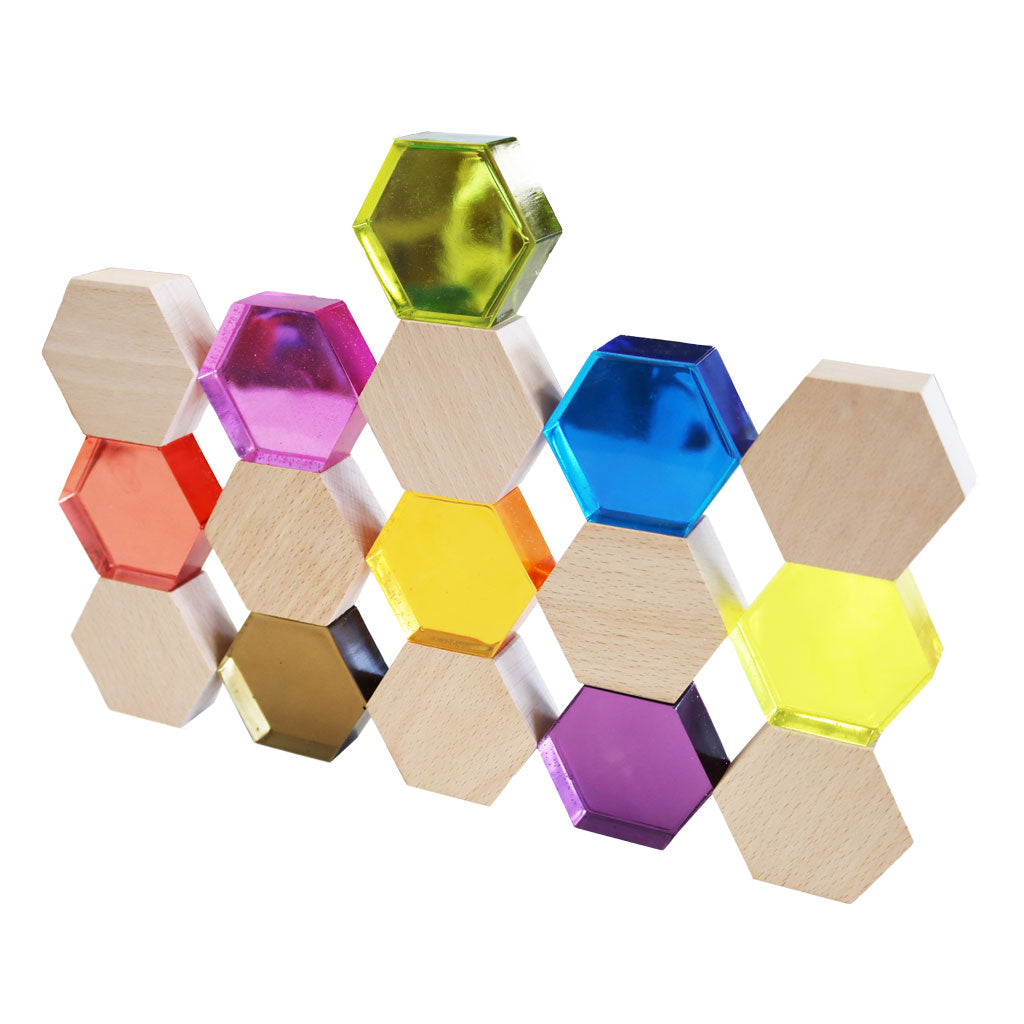 Phatt Hexagon Lucite & Wood Set – 16pc