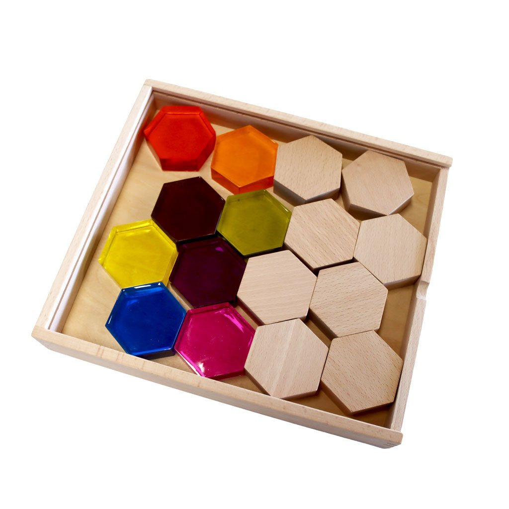 Phatt Hexagon Lucite & Wood Set – 16pc