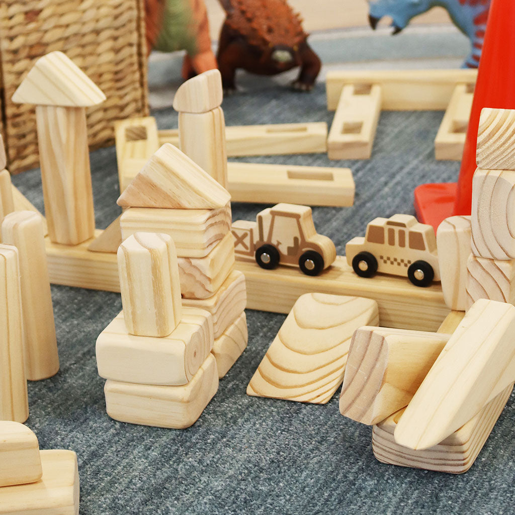 Pinewood Blocks & Wooden Box - 64pc - Educating Kids