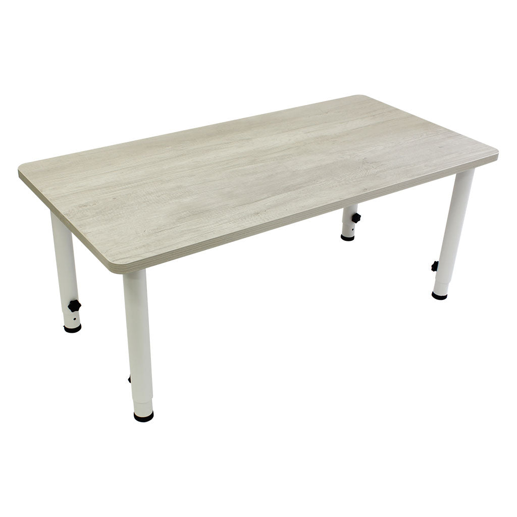 Adjustable Rectangle Table - Whitewash Veneer & White - Educating Kids
