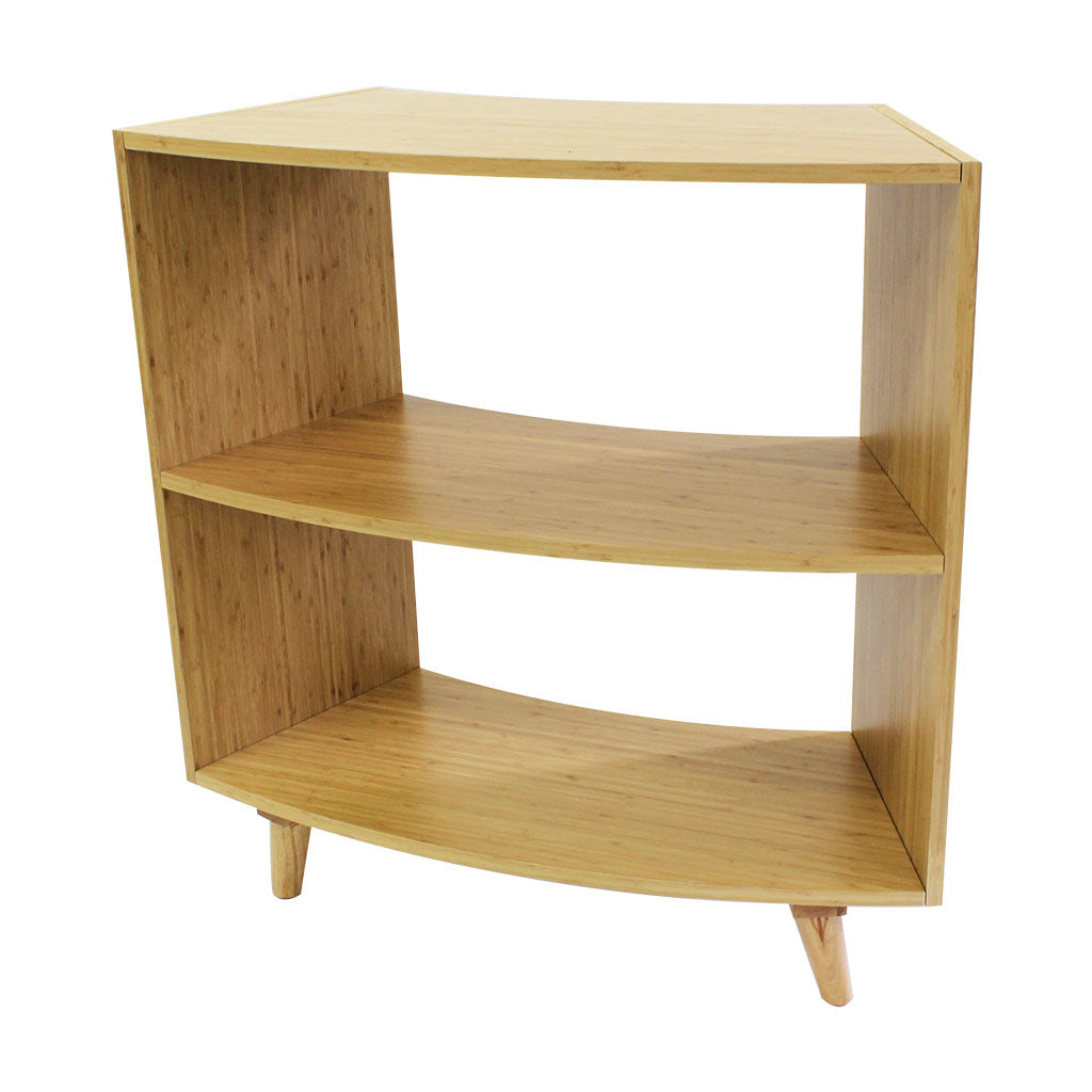 Curved Open 2 Shelf Unit 92 cm – Bamboo Veneer