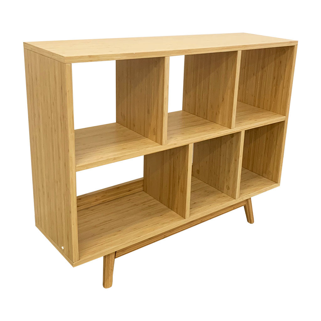 Asymmetrical Compartment Open Shelf Unit 80 cm – Bamboo Veneer