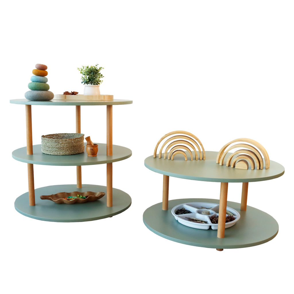Round Open 3 Shelf Unit – Gum Leaf