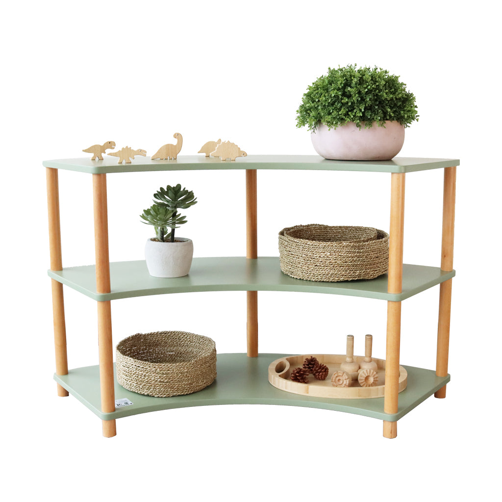 Curved Open 3 Shelf – Gum Leaf