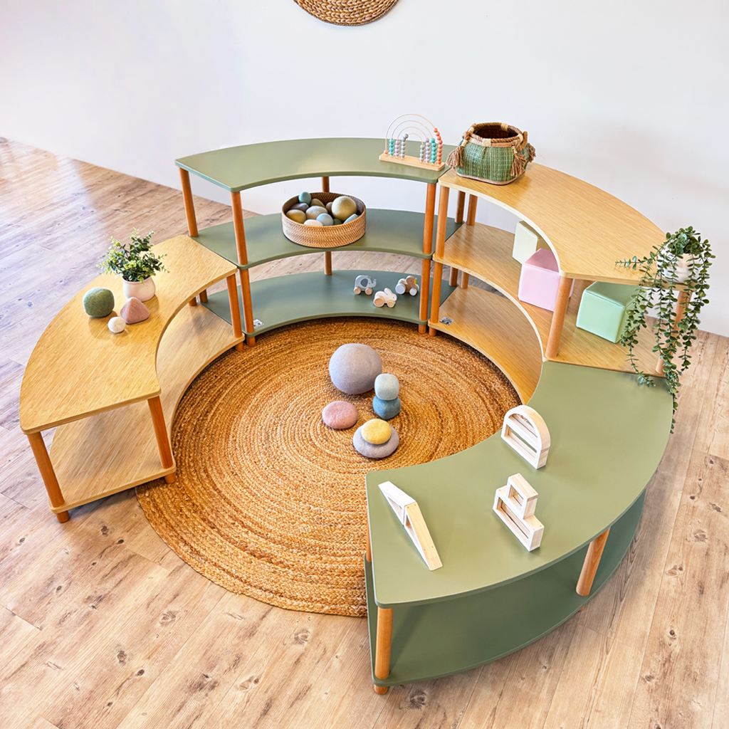 Curved Open 2 Shelf Unit – Gum Leaf