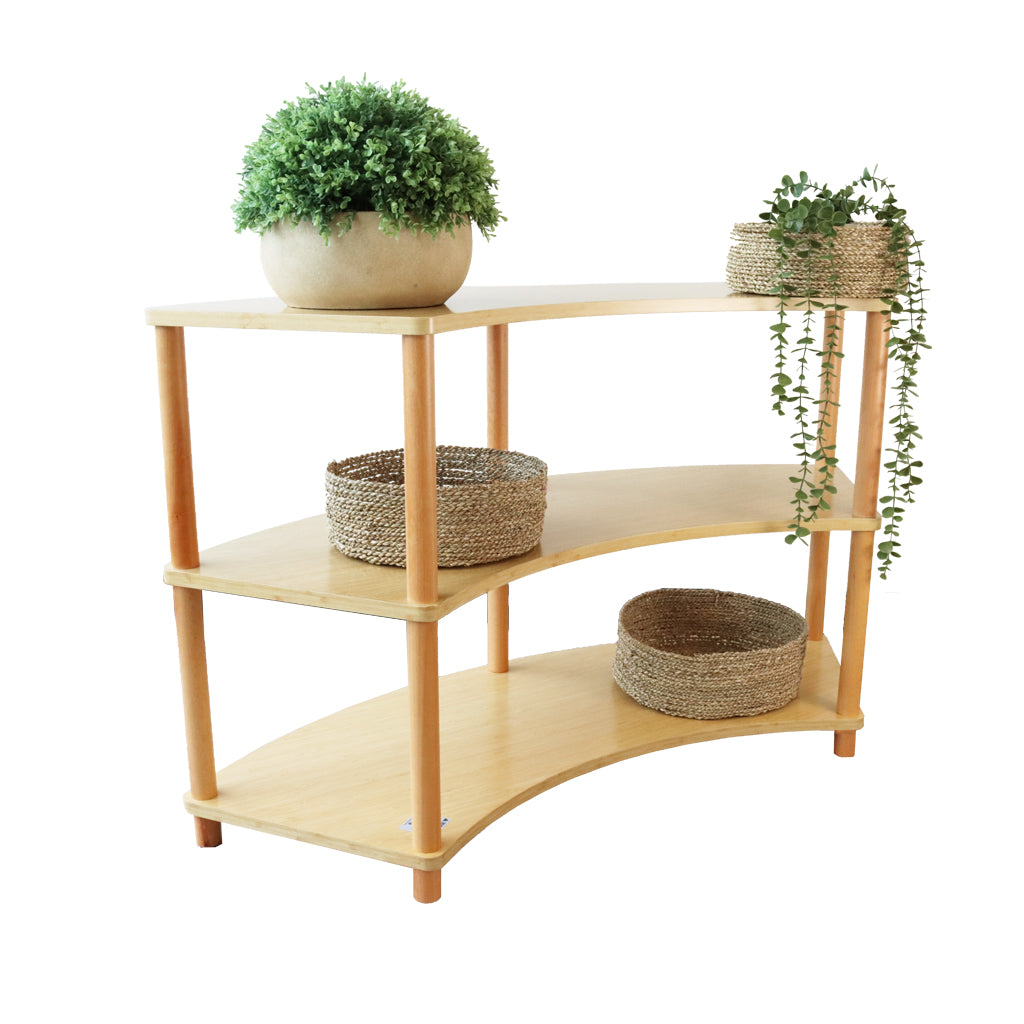 Curved Open 3 Shelf Unit – Bamboo Veneer