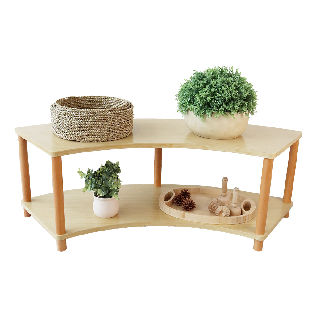 Curved Open 2 Shelf Unit – Bamboo Veneer