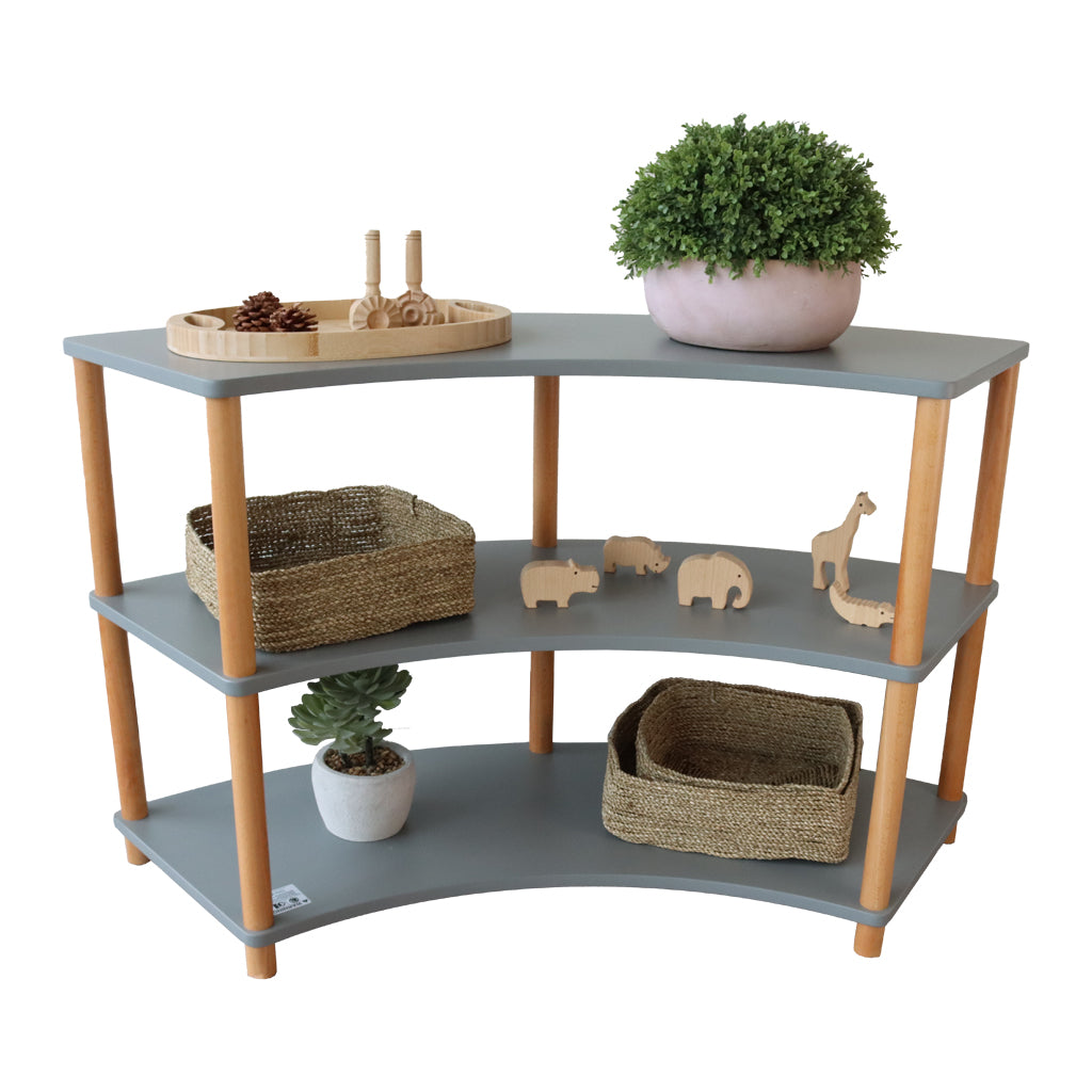 Curved Open 3 Shelf Unit – Grey