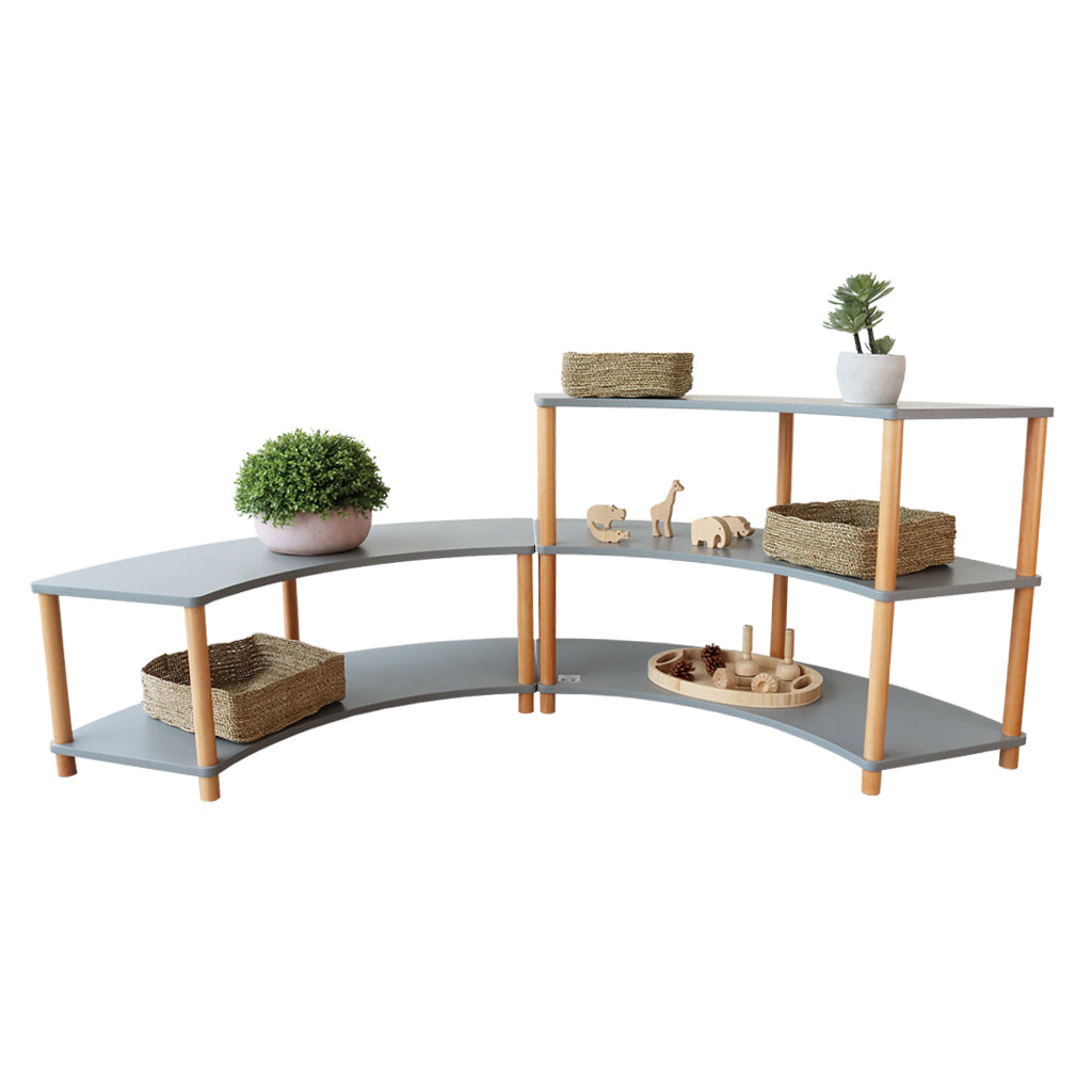 Curved Open 3 Shelf Unit – Grey