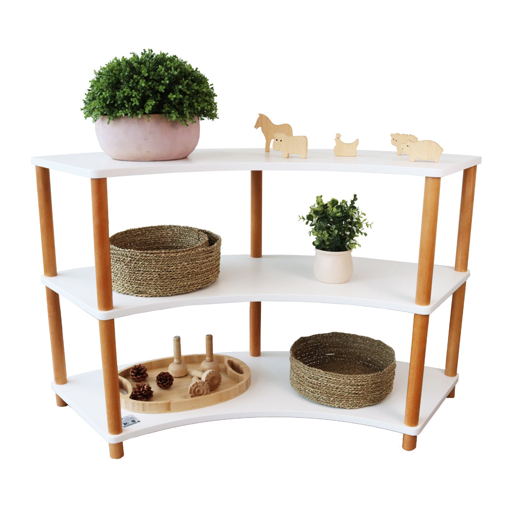 Curved Open 3 Shelf Unit – White