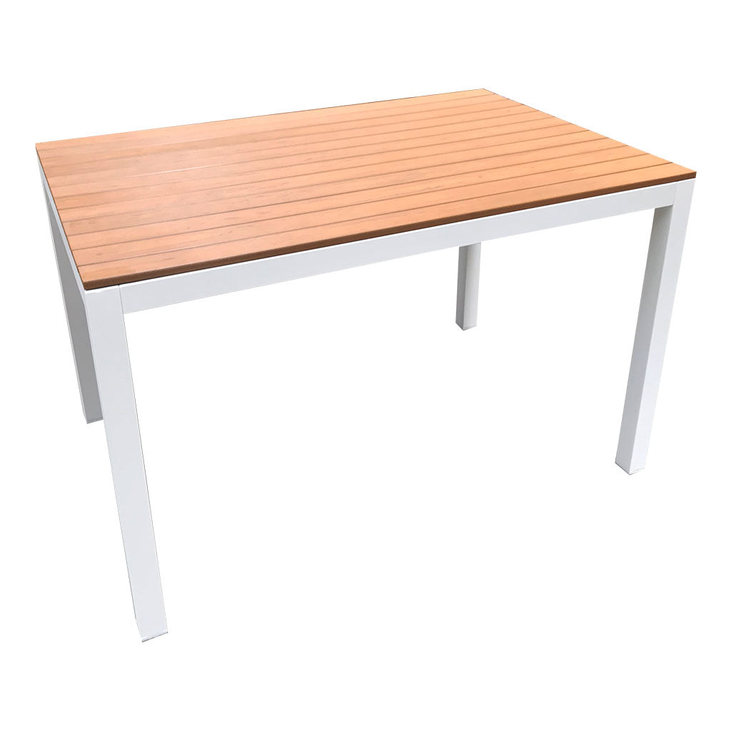Outdoor Adult Table - Teak-look & White 120x80x75cm
