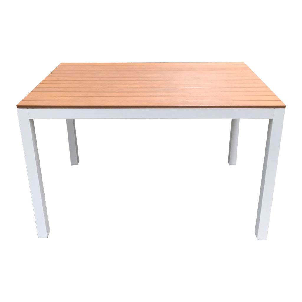 Outdoor Adult Table - Teak-look & White 120x80x75cm