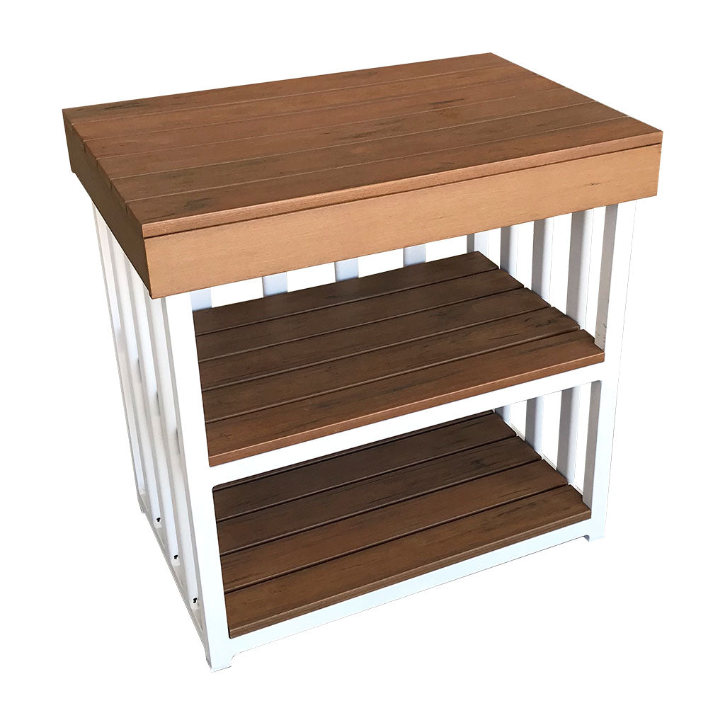 Outdoor Kitchen Bench - Teak-look & White (60x40x60cm) - Educating Kids
