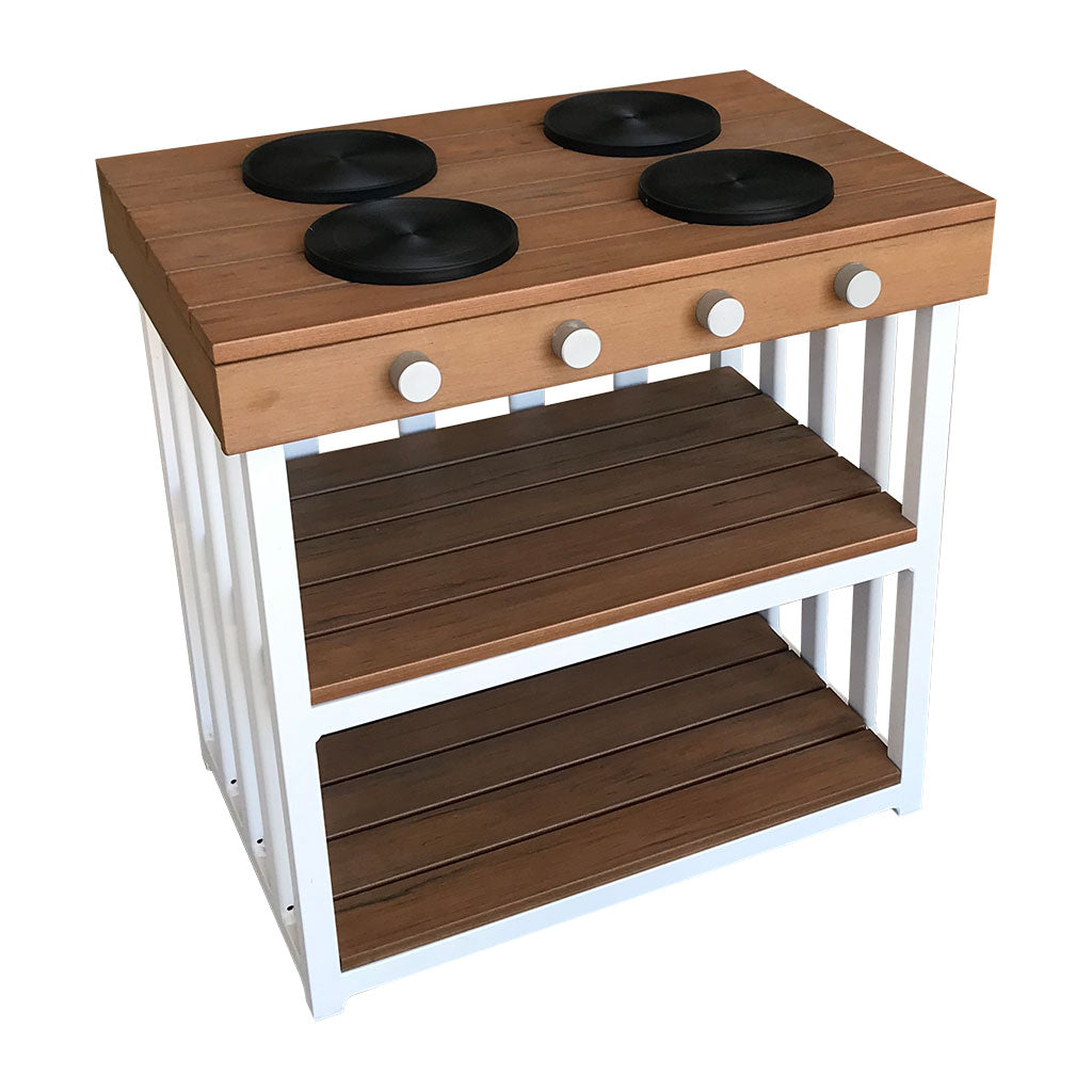 Outdoor Stove - Teak-look & White (60x40x60cm) - Educating Kids