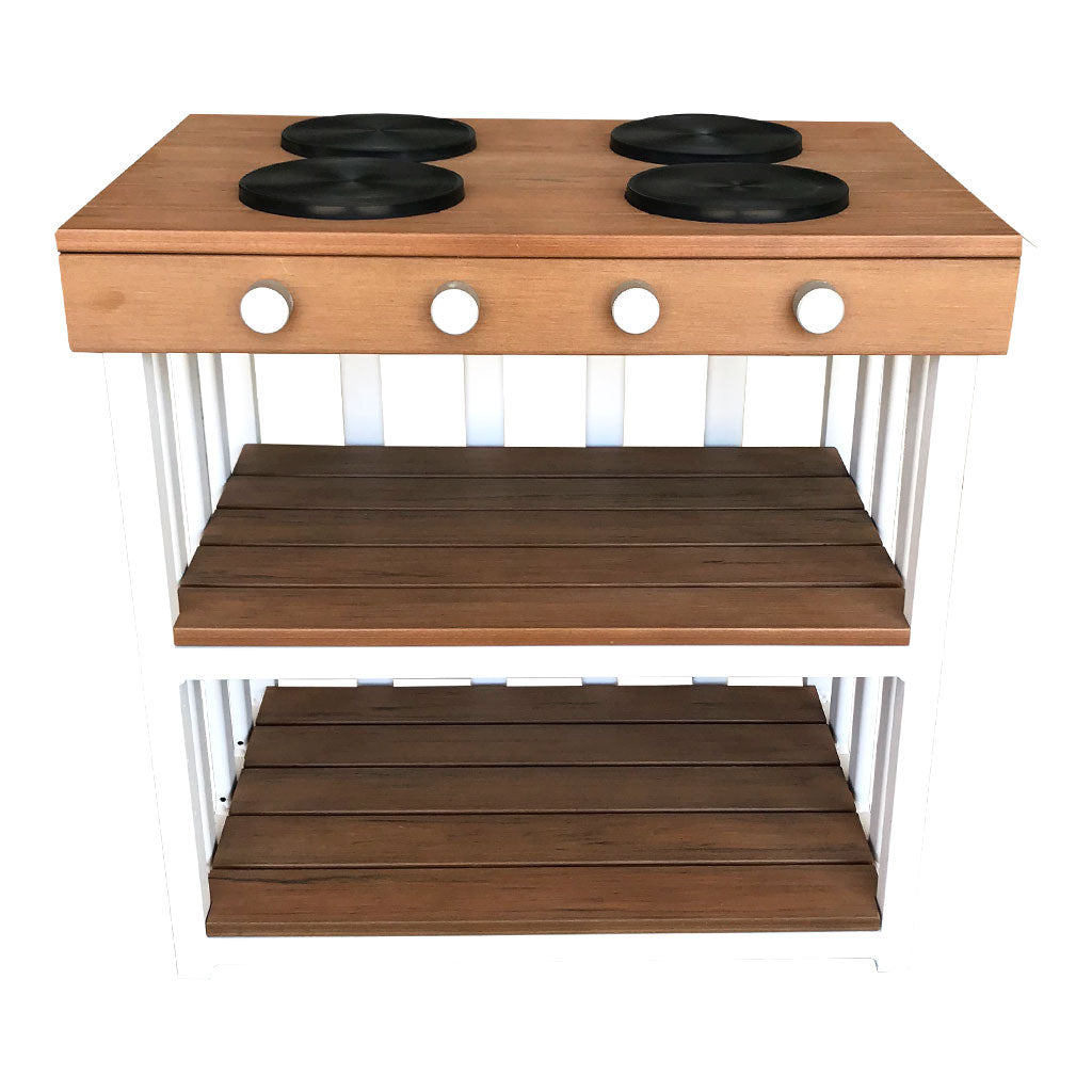 Outdoor Stove - Teak-look & White (60x40x60cm) - Educating Kids