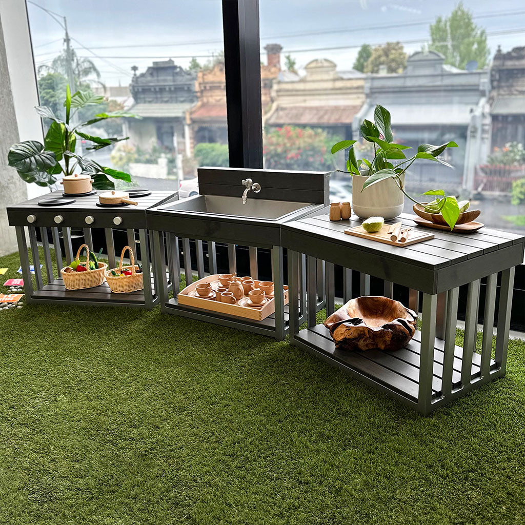 Toddler Outdoor Kitchen Bench - Charcoal (60x40x45cm)