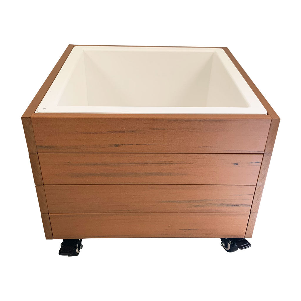 Outdoor Planter Box - Teak-look & White (40x40x30cm)