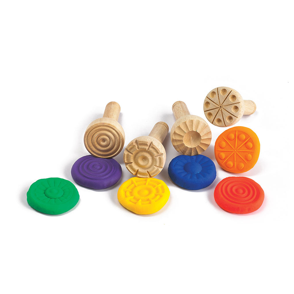 Wooden Dough Stampers 11cm - Set of 4 - Educating Kids