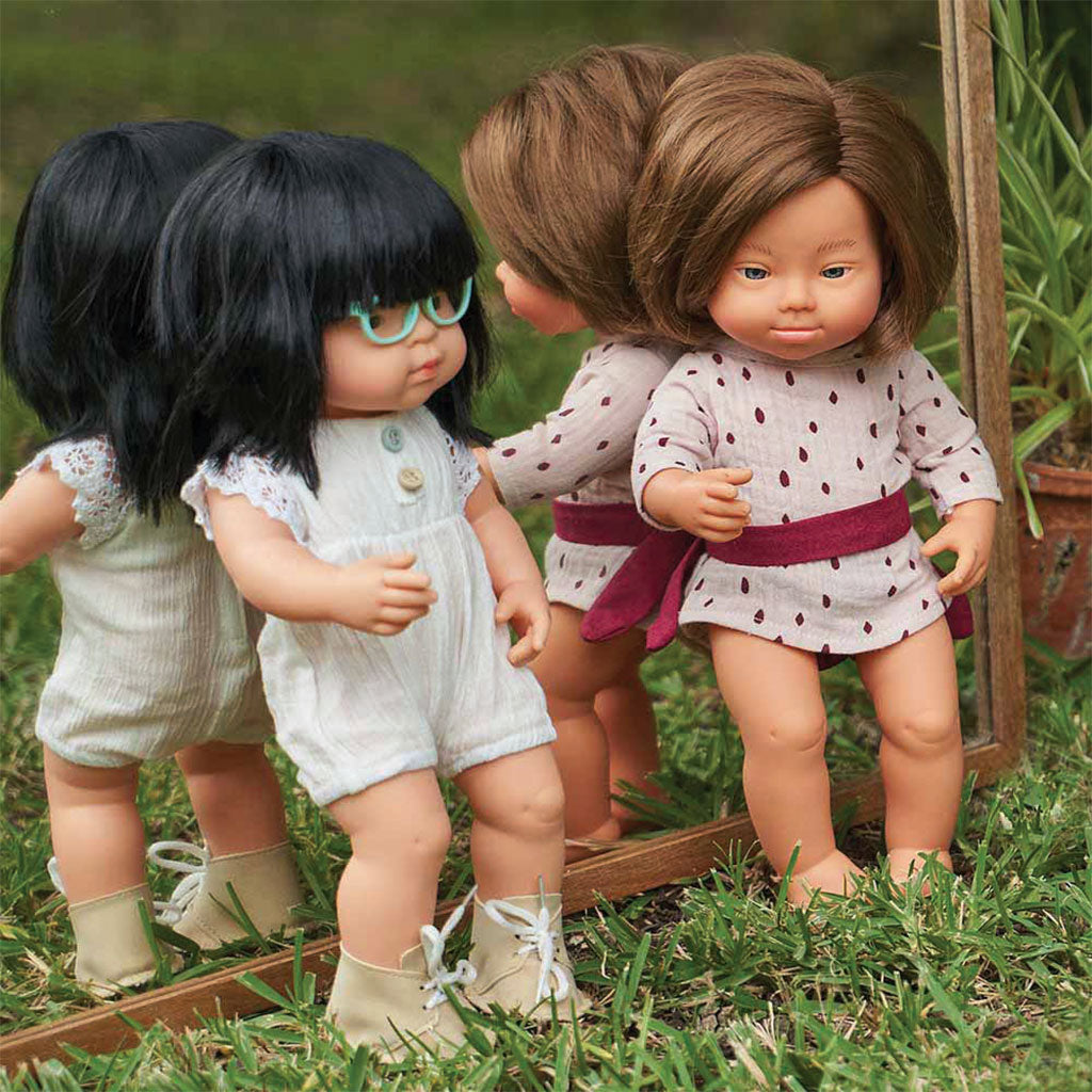 Miniland - Baby Doll - Caucasian Girl with Down Syndrome 38cm - Educating Kids