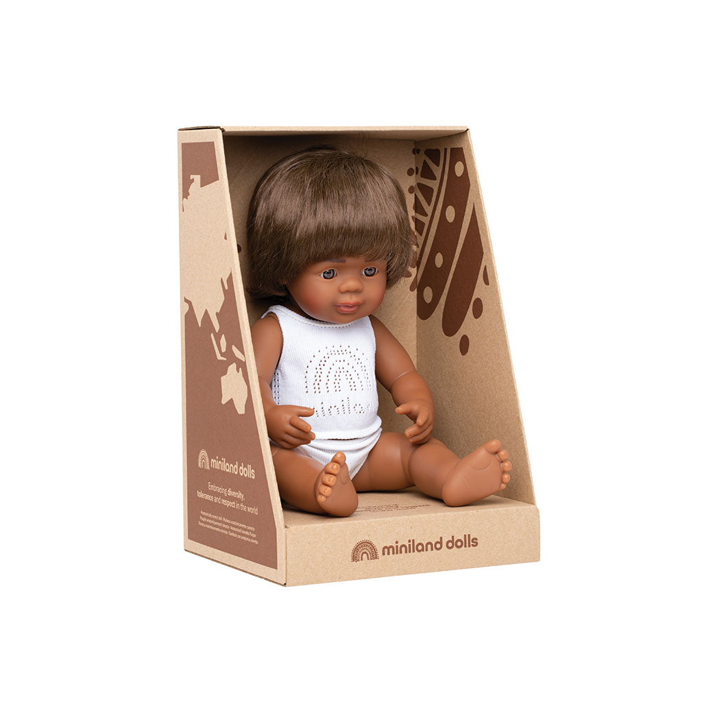 Miniland - Baby Doll - First Nations Boy 38cm - Educating Kids