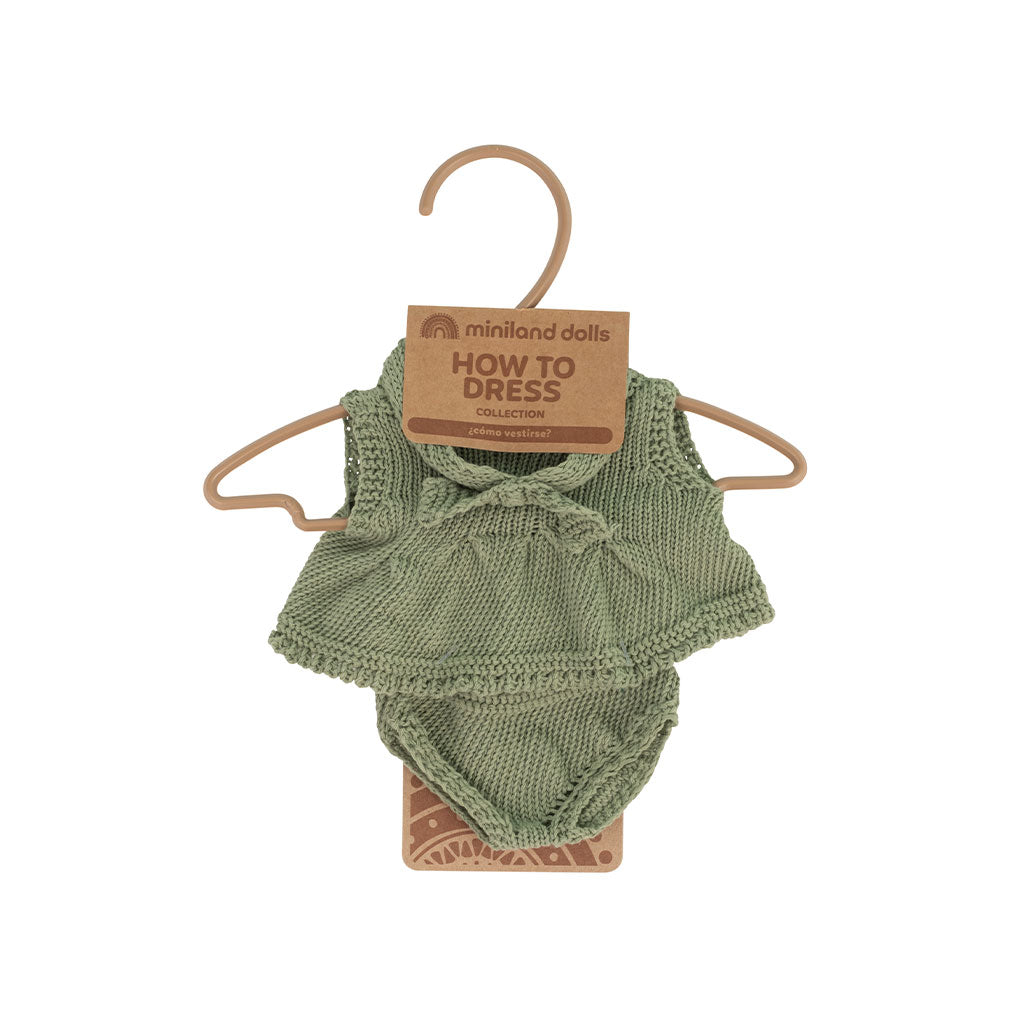 Miniland - Knitted Doll Outfit 21cm - Dress & Head