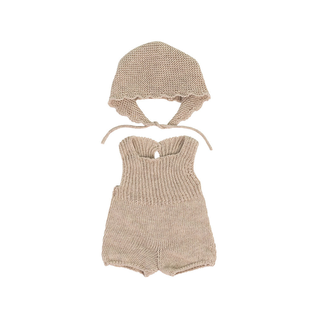 Miniland - Knitted Doll Outfit 38cm - Romper & Bonnet - Educating Kids