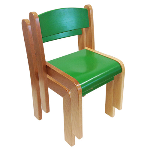 Hardwood Chair Green 30cm - Set of 2