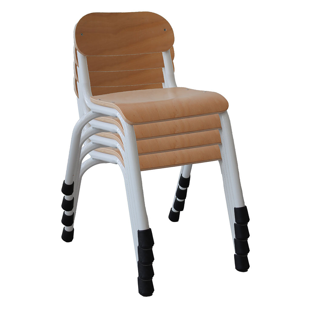 Metal & Timber Chair White Leg - Set of 4 - 32cm
