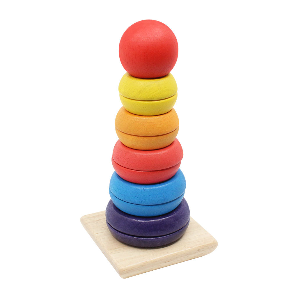 Coloured Wooden Stacking Tower - Educating Kids