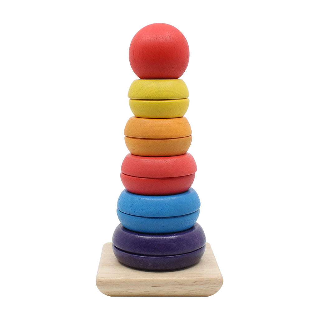 Coloured Wooden Stacking Tower - Educating Kids