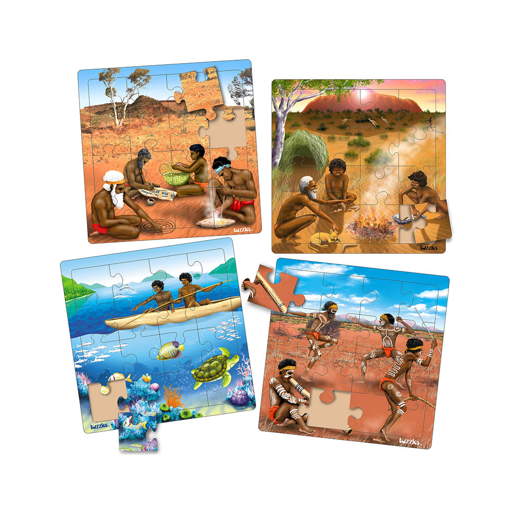Aboriginal Life Puzzles - Set of 4 - Educating Kids